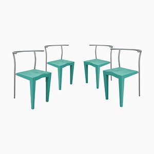 Italian Turquoise Chairs by Phillippe Stark from Kartell, 1988, Set of 4