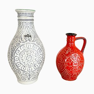 German Multi-Color Fat Lava Op Art Pottery Vase from BAY Ceramics, Set of 2