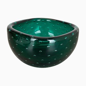 Italian Bullicante Green Bowl in Murano Glass, 1970s