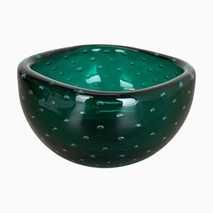 Italienische Bullicante Green Schale aus Muranoglas, 1970er