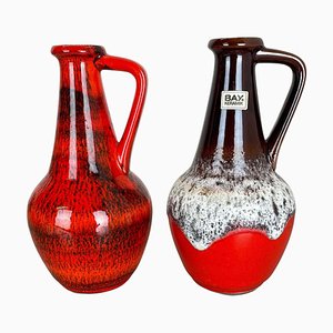 German Multi-Color Fat Lava Op Art Pottery Vase from BAY Ceramics, 1970s, Set of 2