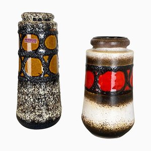 German Pottery Fat Lava Vases from Scheurich, 1970s, Set of 2