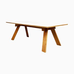 Mid-Century Italian White Worktable in Wood by Minale Simpson for Zanotta, 1980s