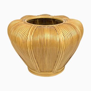 Rattan Cachepot Vase or Plant Holder, Italy, 1970s