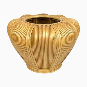 Vase Cachepot en Rotin ou Porte-Plante, Italie, 1970s