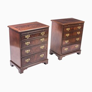 Vintage 20th Century Flame Mahogany Bedside Cabinets with Drawers, Set of 2