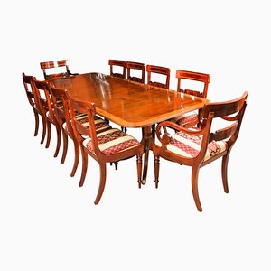 Twin Pillar Dining Table & Chairs by William Tillman, Set of 11