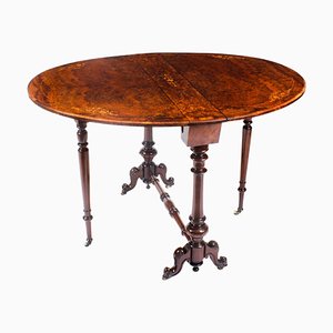 Antiker viktorianischer Sutherland Tisch aus Nusswurzelholz mit Intarsien, 19. Jh