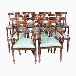 Regency Revival Mahogany Dining Chairs, Set of 12
