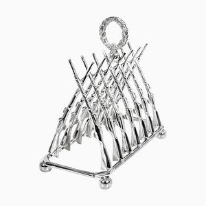 Silver Plated Crossed Rifles Toast Rack, 20th Century