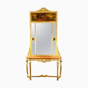 Miroir Trumeau avec Table Console Assortie, France, 19ème Siècle, Set de 2