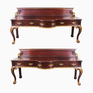 Mahogany and Gilt Serving Tables, 19th Century, Set of 2