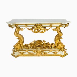 Painted & Gilded Dolphin Pier Console, 19th Century