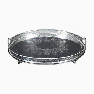 Victorian Oval Silver Plated Gallery Tray, 19th Century