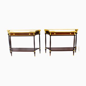Russian Ormolu Mounted Side Console Tables, 19th Century, Set of 2