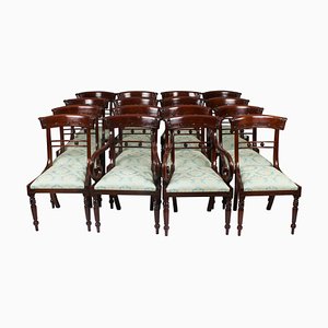 English Regency Revival Bar Back Dining Chairs, 20th Century, Set of 16