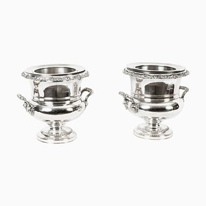 Regency Wine Coolers in Old Sheffield Plate with Hise Crest, 19th Century, Set of 2