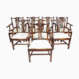 Chippendale Revival Armchairs, 20th Century, Set of 8