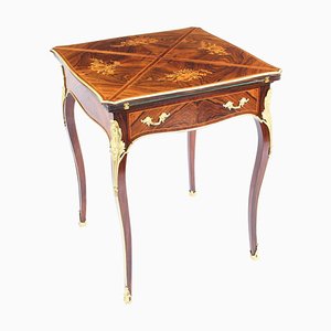 Table de Jeu Victorienne Enveloppe en Marqueterie Bronze, 19ème Siècle