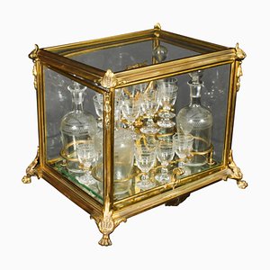 French Ormolu & Glass Tantalus Cave a Liqueur from Baccarat, 19th Century