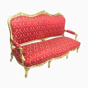 Französisches Sofa aus vergoldetem Holz, 19. Jh