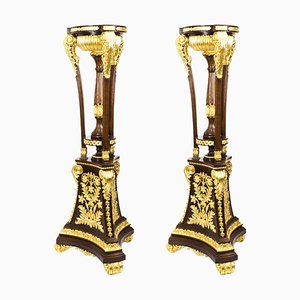 Empire Style Mahogany & Giltwood Carved Torchieres, 20th Century, Set of 2