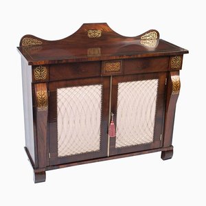 19th Century Regency Brass Inlaid Chiffonier Cabinet