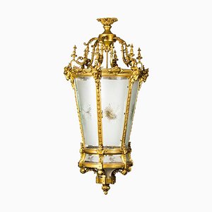 Lanterna a sei luci in bronzo dorato, fine XX secolo