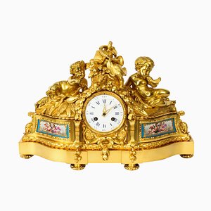 French Sevres Porcelain Ormolu Clock by Raingo Freres, 19th Century
