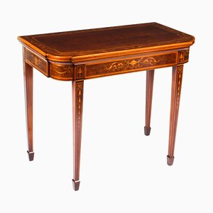 Victorian Mahogany Inlaid Card Game Table, 19th Century