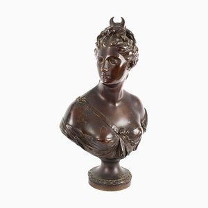 Sculpted Bust of Diana, 19th-Century, Polished Bronze