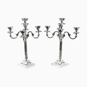 Victorian Silver Plated Five-Light Candelabra by Elkington, 19th Century, Set of 2