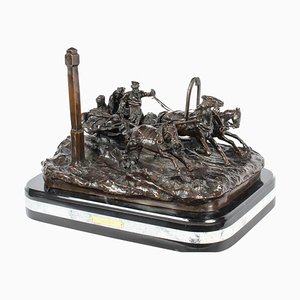 After Vasily Grachev, Horse & Cart Scene, Russia, 20th Century, Bronze Sculpture