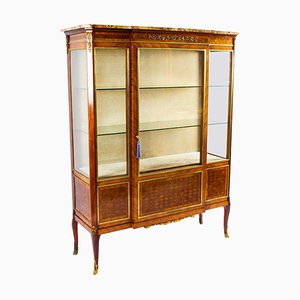 French Parquetry Ormolu Mounted Vitrine Cabinet, 19th Century
