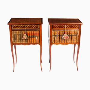 Ormolu Mounted Parquetry Side or Bedside Tables, 19th Century, Set of 2