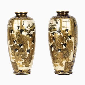 Vases Période Meiji en Porcelaine Satsuma, Japon, 19ème Siècle, Set de 2