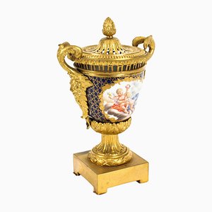 German Ormolu Mounted Porcelain Pot Pourri Vase, 19th Century