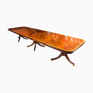 Regency Style Inlaid Flame Mahogany Dining Table, 20th Century