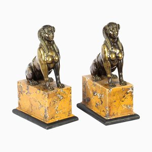 Sphinx de Campagne Empire en Bronze, 19ème Siècle, Set de 2