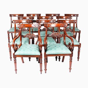 Regency Revival Bar Back Dining Chairs in Mahogany, 20th Century, Set of 14