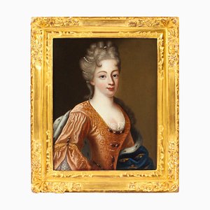 Französische Künstlerin, Portrait einer Dame, 18. Jh., Öl auf Leinwand, Gerahmt