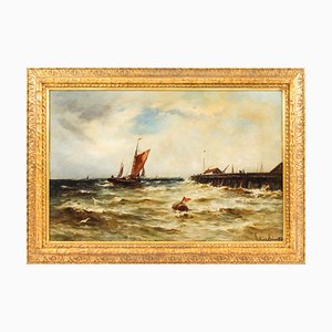 Gustave De Bréanski, Seascape Painting, 19th-Century, Oil on Canvas, Framed