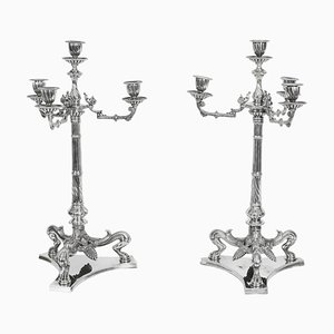 19th Century Neoclassical Silver Plated 4-Light Candelabra from Hodd & Linley, Set of 2