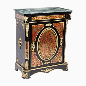 20th Century Marble Topped Boulle Ebonised Pier Side Cabinet
