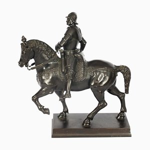 19th Century Patinated Bronze Equestrian Statue of Bartolomeo Colleoni, 1860