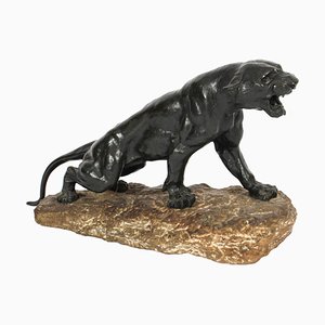 Grande Panthère Art Déco Antique en Bronze par Thomas François Cartier, 1920s