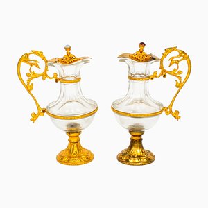 Französische Ormolu & Glas Wasserkannen, 19. Jh., 2er Set