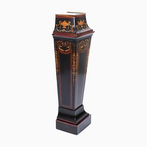 19th Century Victorian Ebonised & Marquetry Pedestal Stand
