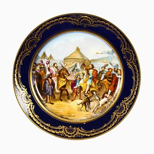 Plato Camp Du Rap francés de porcelana de Sevres, siglo XIX