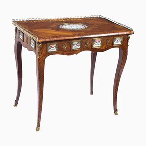 18th Century French Writing Side Table with Porcelain Plaques